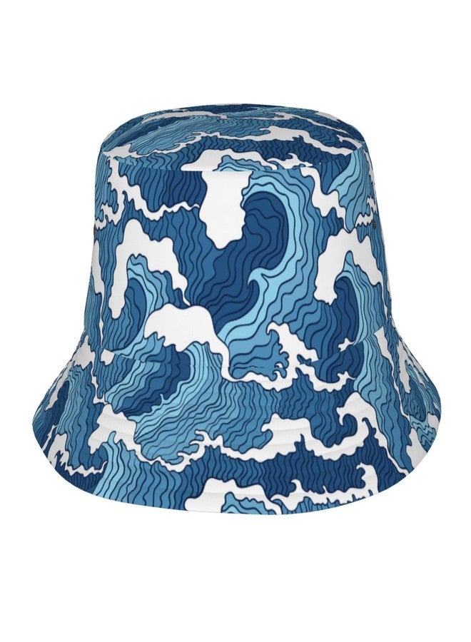 JIEKENMO The Great Wave Off Kanagawa Japanese Blue White Bucket Hats Fashion Sun Cap Packable Outdoor Fisherman Hat for Women and Men - Image 1